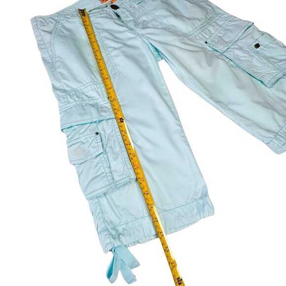 VTG Y2K Twill Twenty Two Cargo Shorts Sz. 26 Blue Cotton Low Rise Pockets Beach - Picture 8 of 12